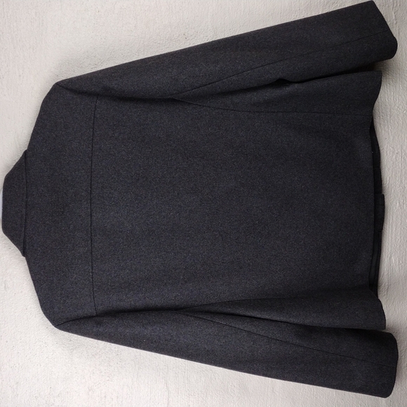 J. Crew Dark Gray Wool Blend Snap Collar Funnel Neck Long Sleeve Zip Up Coat - Picture 9 of 10